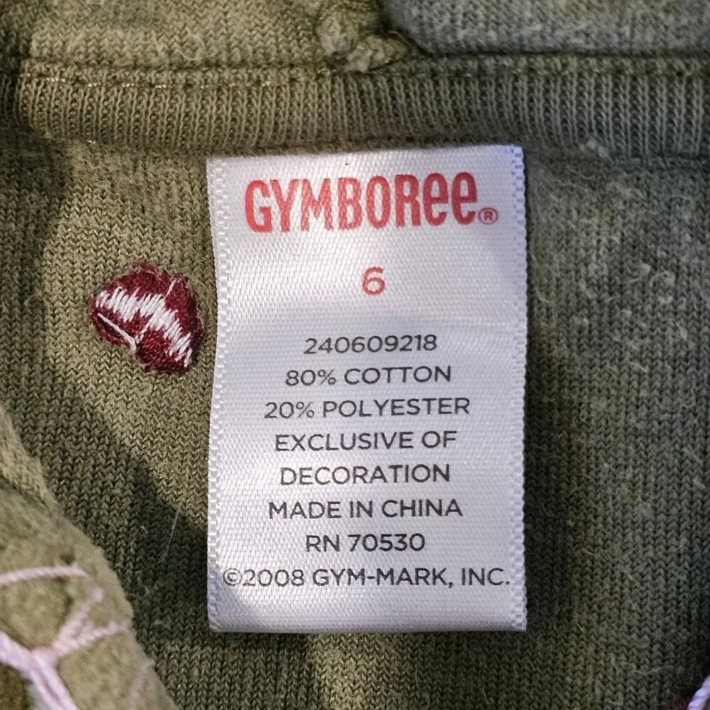 Gymboree Size 6‎ Green Heart Embroidery Hooded Dress Velour Longsleeve
